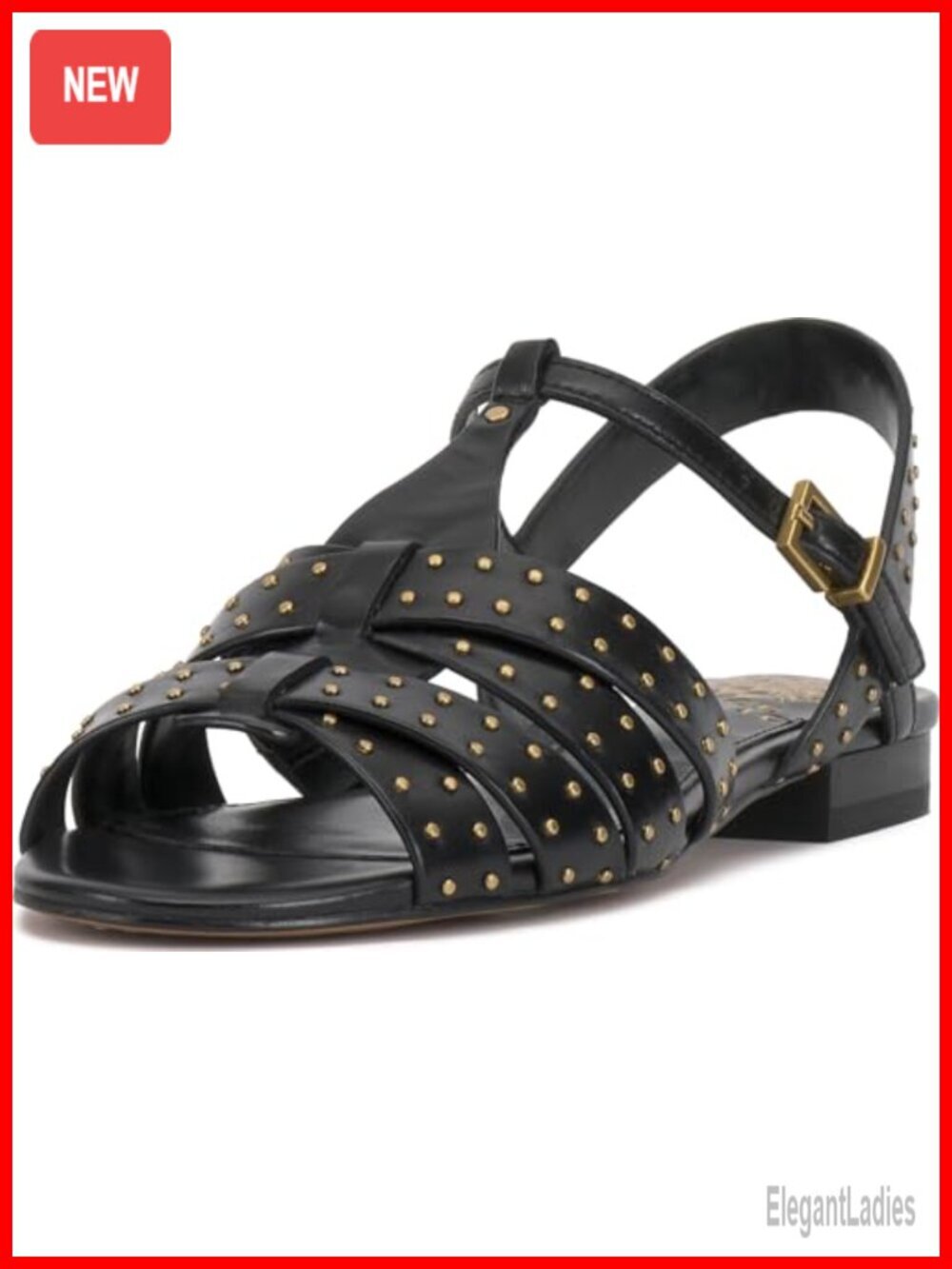 Studded Gladiator Flat Sandals with Slingback Strap